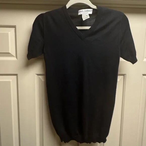 DOLCE & GABBANA cashmere & silk blend light knit long line short sleeve sweater - Picture 8 of 8